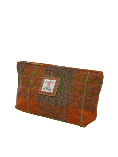 Harris Tweed Cosmetic Bag - A0124 (Tan Leather)