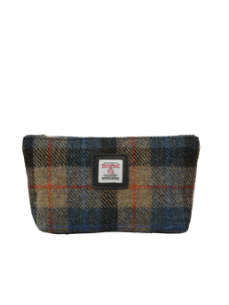 Harris Tweed Cosmetic Bag - A0162 (Black Leather)