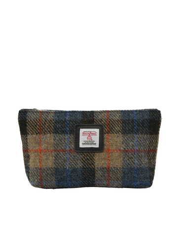 Harris Tweed Cosmetic Bag - A0162 (Black Leather)