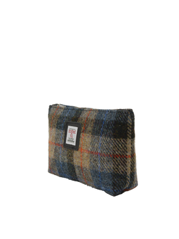Harris Tweed Cosmetic Bag - A0162 (Black Leather)