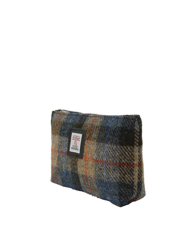 Harris Tweed Cosmetic Bag - A0162 (Black Leather)