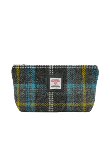 Harris Tweed Cosmetic Bag - A0204 (Black Leather)
