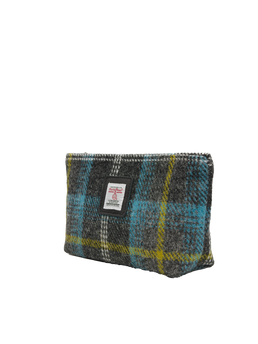 Harris Tweed Cosmetic Bag - A0204 (Black Leather)