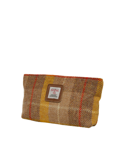 Harris Tweed Cosmetic Bag - A0230 (Tan Leather) (Small Label)