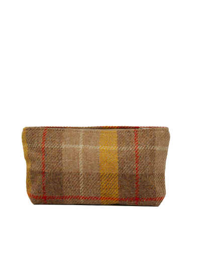Harris Tweed Cosmetic Bag - A0230 (Tan Leather) (Small Label)