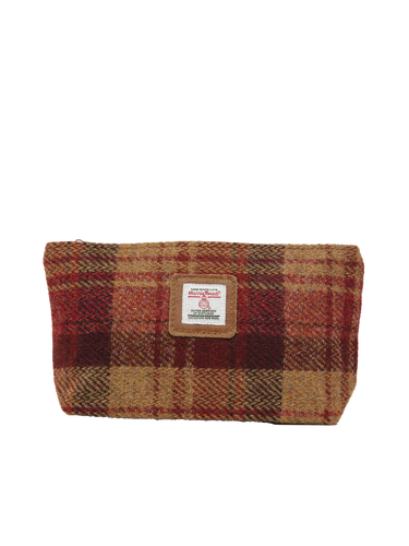 Harris Tweed Cosmetic Bag - A0238 (Tan Leather)