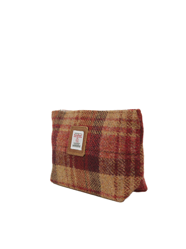 Harris Tweed Cosmetic Bag - A0238 (Tan Leather)