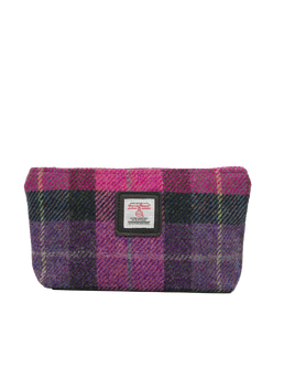 Harris Tweed Cosmetic Bag - A0257 (Black Leather)