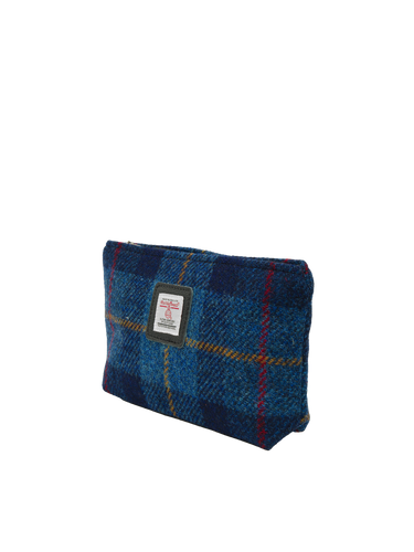 Harris Tweed Cosmetic Bag - A075 (Black Leather)