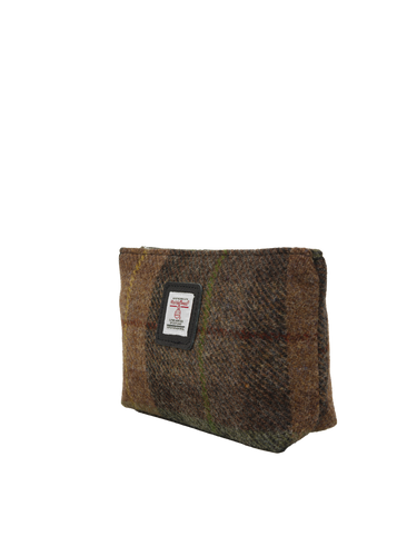 Harris Tweed Cosmetic Bag - A086 (Black Leather)