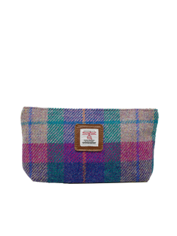 Harris Tweed Cosmetic Bag A093 (Tan Leather)
