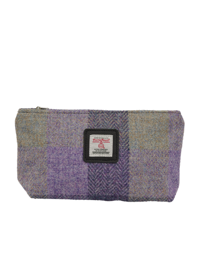 Harris Tweed Cosmetic Bag - HB156 (Black Leather)