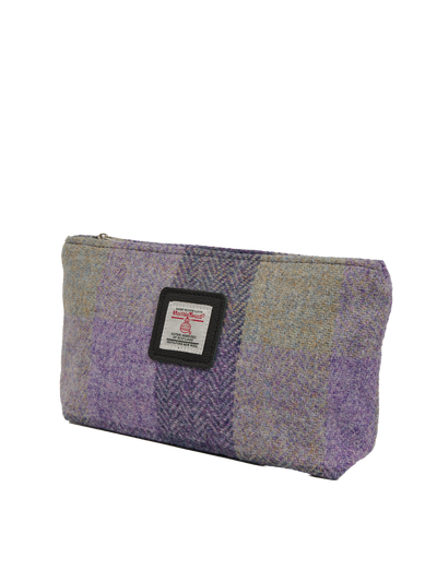 Harris Tweed Cosmetic Bag - HB156 (Black Leather)