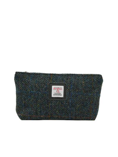 Harris Tweed Cosmetic Bag - HB80 (Black Leather)