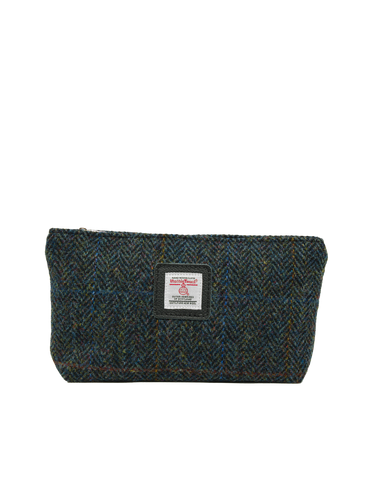 Harris Tweed Cosmetic Bag - HB80 (Black Leather)