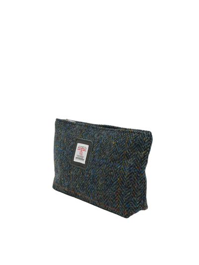 Harris Tweed Cosmetic Bag - HB80 (Black Leather)