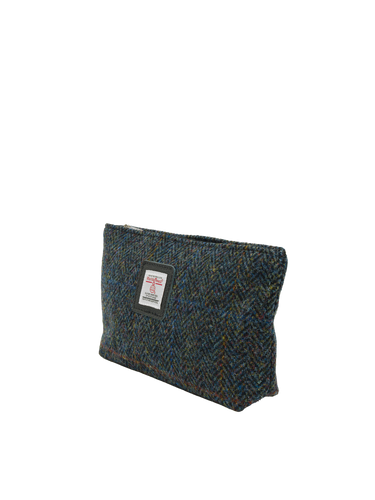 Harris Tweed Cosmetic Bag - HB80 (Black Leather)