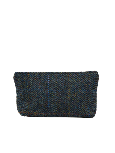 Harris Tweed Cosmetic Bag - HB80 (Black Leather)