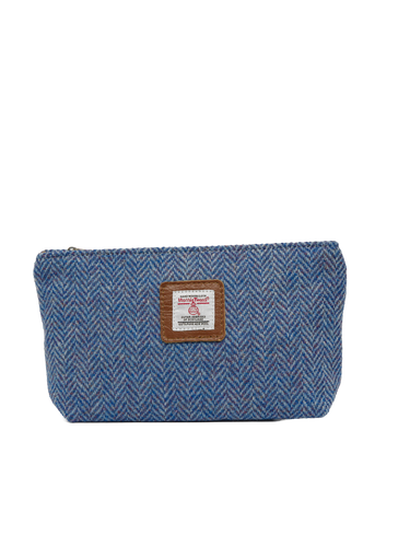 Harris Tweed Cosmetic Bag - NHB4 (Tan Leather)