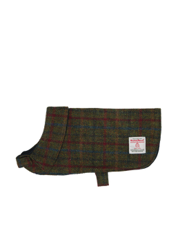 Harris Tweed Cosy Dog Coat - Green/Burgundy Multi