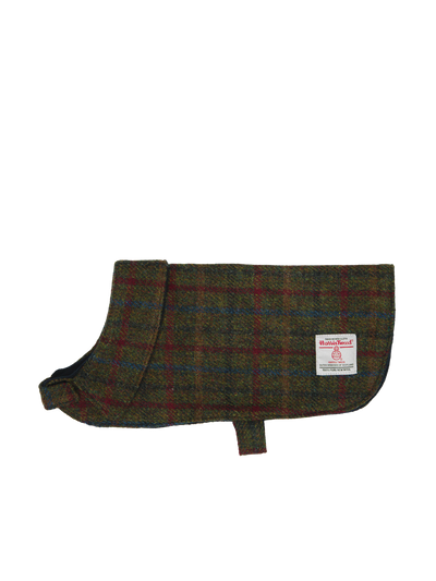 Harris Tweed Cosy Dog Coat - Green/Burgundy Multi