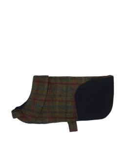 Harris Tweed Cosy Dog Coat - Green/Burgundy Multi
