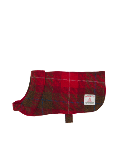 Harris Tweed Cosy Dog Coat - Red Check A001