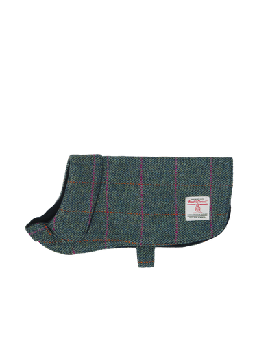 Harris Tweed Cosy Dog Coat - Turquoise Herringbone