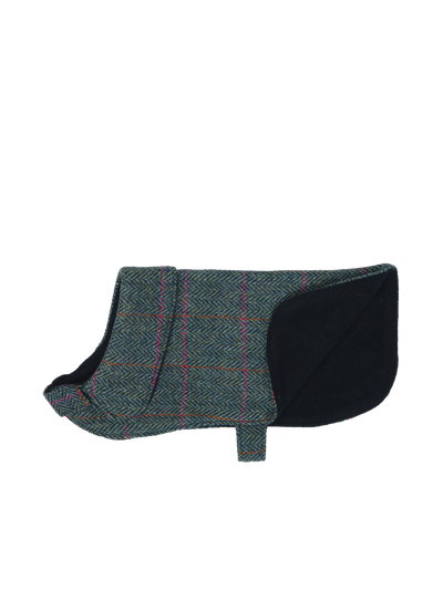 Harris Tweed Cosy Dog Coat - Turquoise Herringbone