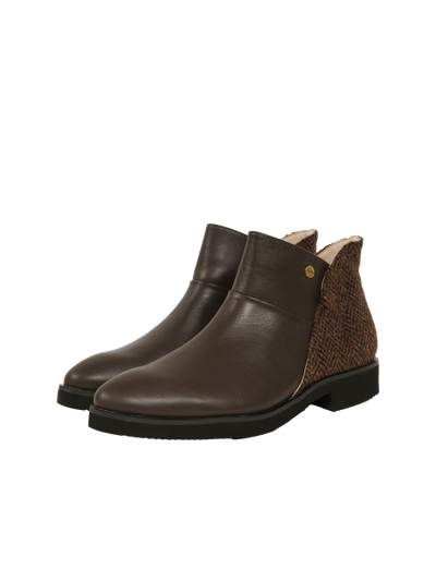 Harris Tweed Eilidh Boots Coffee Herringbone