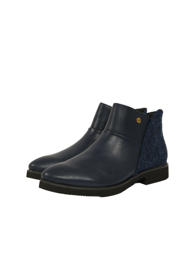 Harris Tweed Eilidh Boots Navy Herringbone
