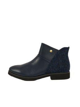 Harris Tweed Eilidh Boots Navy Herringbone