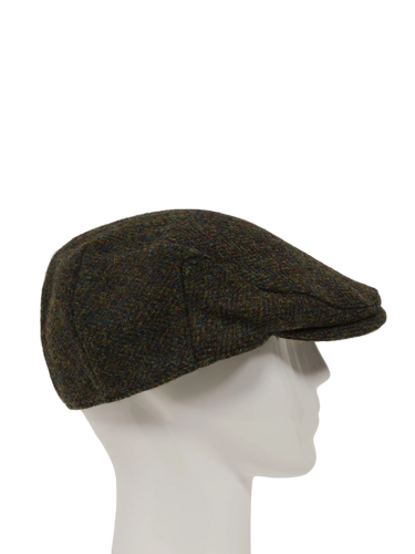 Harris Tweed Flat Cap - Forest Green Herringbone (HH)