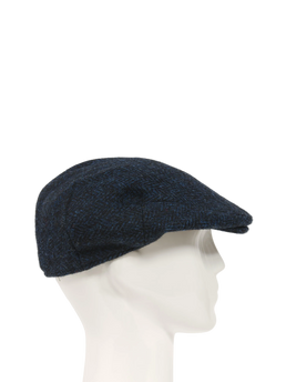 Harris Tweed Flat Cap - Navy Herringbone (HH)