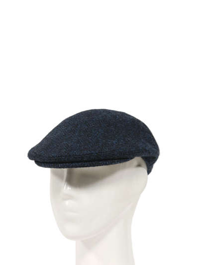 Harris Tweed Flat Cap Navy Herringbone HH