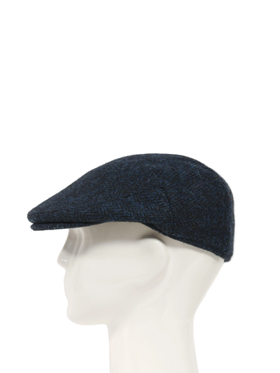 Harris Tweed Flat Cap Navy Herringbone HH