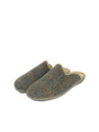 Harris Tweed Gents Slippers Green Herringbone With Overcheck