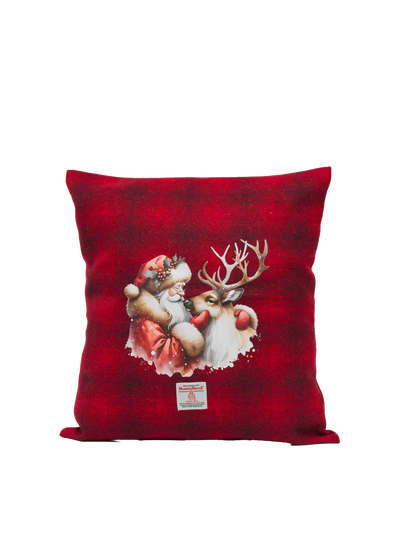 Harris Tweed Handmade Christmas Cushion Reindeer