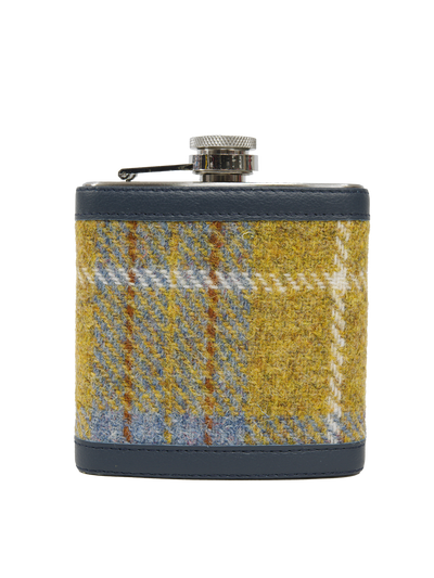 Harris Tweed Hip Flask A0102 (Navy Leather)