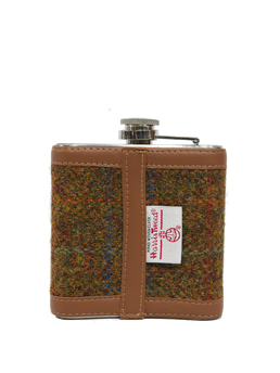 Harris Tweed Hip Flask A0116 (Tan Leather)