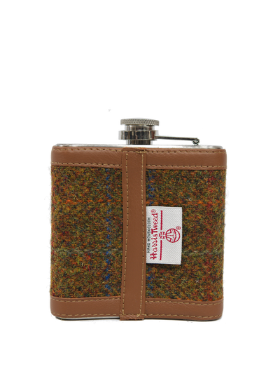 Harris Tweed Hip Flask - A0116 (Tan Leather)