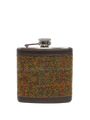 Harris Tweed Hip Flask - A0116 (Brown Leather)
