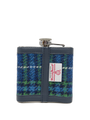 Harris Tweed Hip Flask - A0169 (Navy Leather)