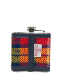 Harris Tweed Hip Flask - A0170 (Navy Leather)