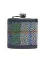 Harris Tweed Hip Flask - A0173 Navy Leather