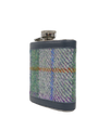 Harris Tweed Hip Flask - A0173 Navy Leather