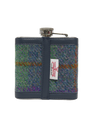 Harris Tweed Hip Flask - A0173 Navy Leather