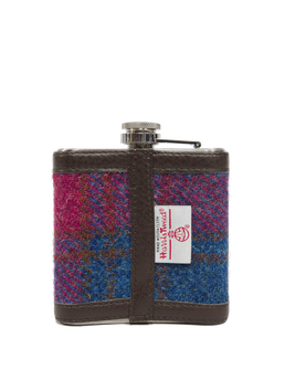 Harris Tweed Hip Flask A0195 (Brown Leather)