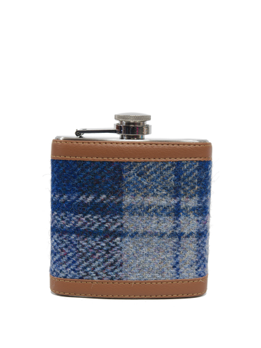 Harris Tweed Hip Flask - A0237 (Tan Leather)