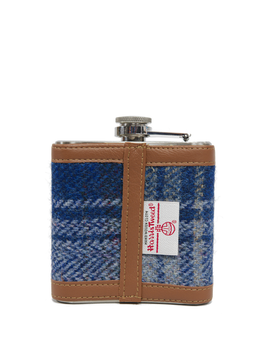 Harris Tweed Hip Flask - A0237 (Tan Leather)
